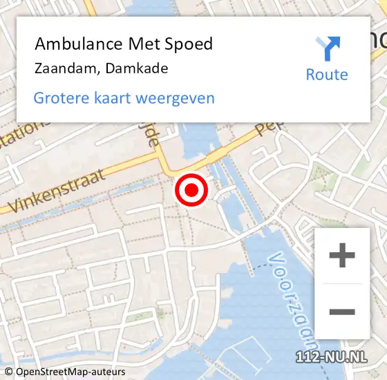 Locatie op kaart van de 112 melding: Ambulance Met Spoed Naar Zaandam, Damkade op 27 november 2021 20:30