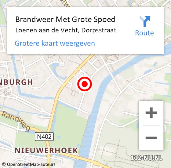 Locatie op kaart van de 112 melding: Brandweer Met Grote Spoed Naar Loenen aan de Vecht, Dorpsstraat op 27 november 2021 20:35