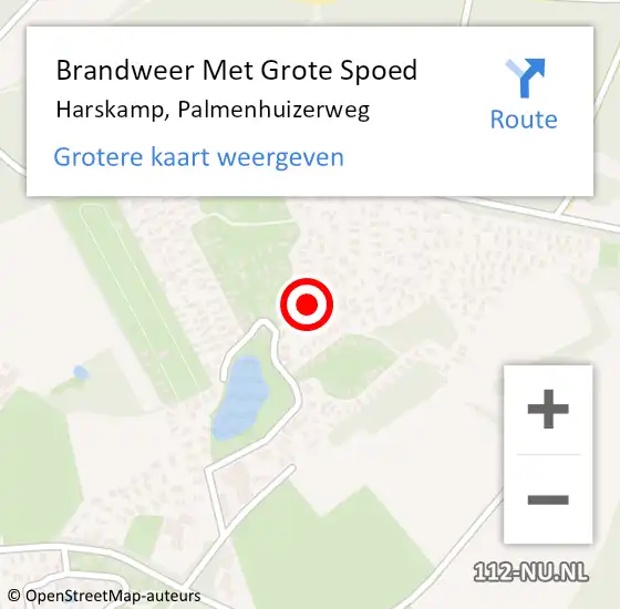 Locatie op kaart van de 112 melding: Brandweer Met Grote Spoed Naar Harskamp, Palmenhuizerweg op 27 november 2021 20:45