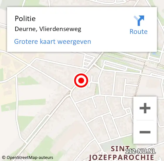 Locatie op kaart van de 112 melding: Politie Deurne, Vlierdenseweg op 27 november 2021 20:55