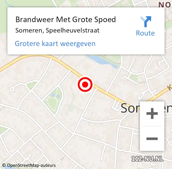 Locatie op kaart van de 112 melding: Brandweer Met Grote Spoed Naar Someren, Speelheuvelstraat op 27 november 2021 20:57