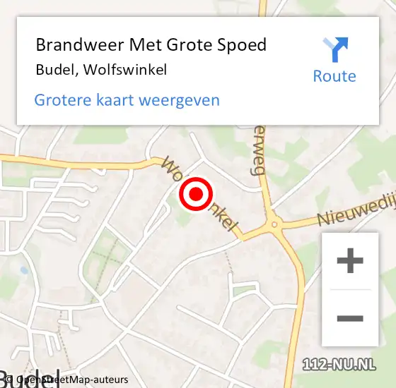 Locatie op kaart van de 112 melding: Brandweer Met Grote Spoed Naar Budel, Wolfswinkel op 27 november 2021 21:49