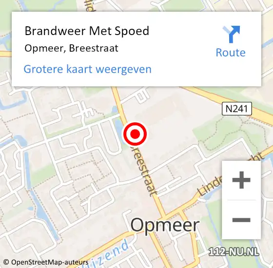Locatie op kaart van de 112 melding: Brandweer Met Spoed Naar Opmeer, Breestraat op 27 november 2021 21:50