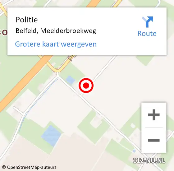 Locatie op kaart van de 112 melding: Politie Belfeld, Meelderbroekweg op 27 november 2021 22:16