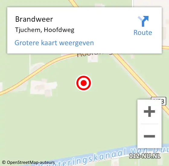 Locatie op kaart van de 112 melding: Brandweer Tjuchem, Hoofdweg op 27 november 2021 22:24