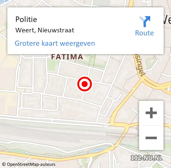 Locatie op kaart van de 112 melding: Politie Weert, Nieuwstraat op 27 november 2021 22:27