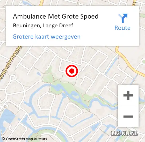 Locatie op kaart van de 112 melding: Ambulance Met Grote Spoed Naar Beuningen, Lange Dreef op 27 november 2021 22:36