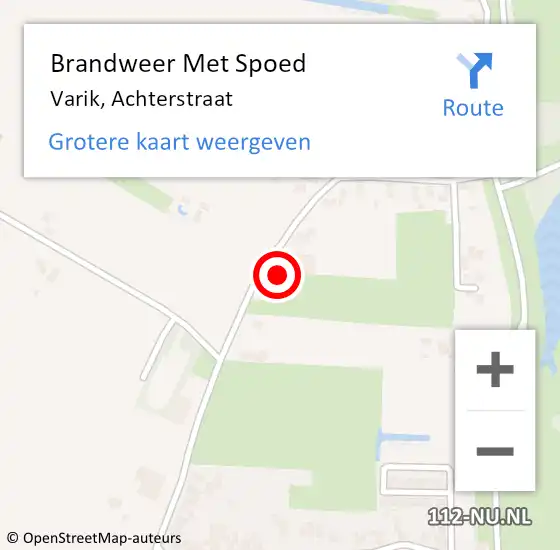 Locatie op kaart van de 112 melding: Brandweer Met Spoed Naar Varik, Achterstraat op 27 november 2021 22:48