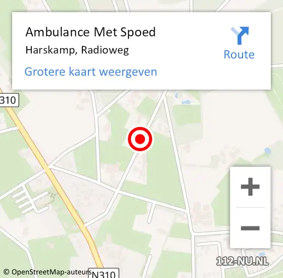Locatie op kaart van de 112 melding: Ambulance Met Spoed Naar Harskamp, Radioweg op 27 november 2021 23:02