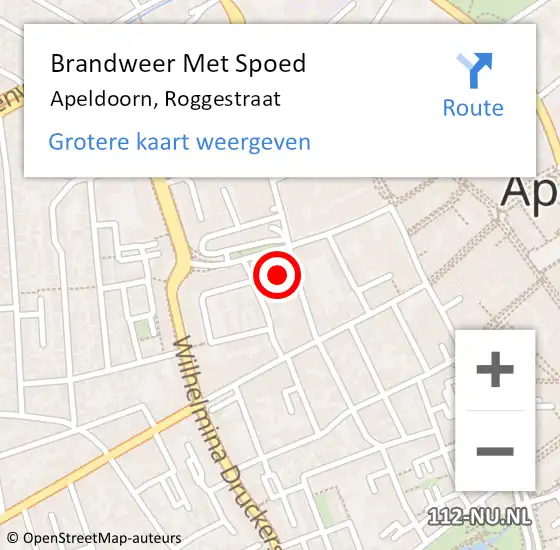 Locatie op kaart van de 112 melding: Brandweer Met Spoed Naar Apeldoorn, Roggestraat op 27 november 2021 23:02