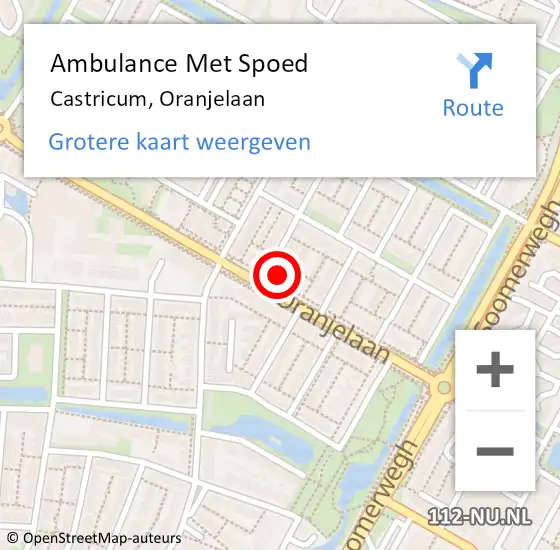 Locatie op kaart van de 112 melding: Ambulance Met Spoed Naar Castricum, Oranjelaan op 27 november 2021 23:29