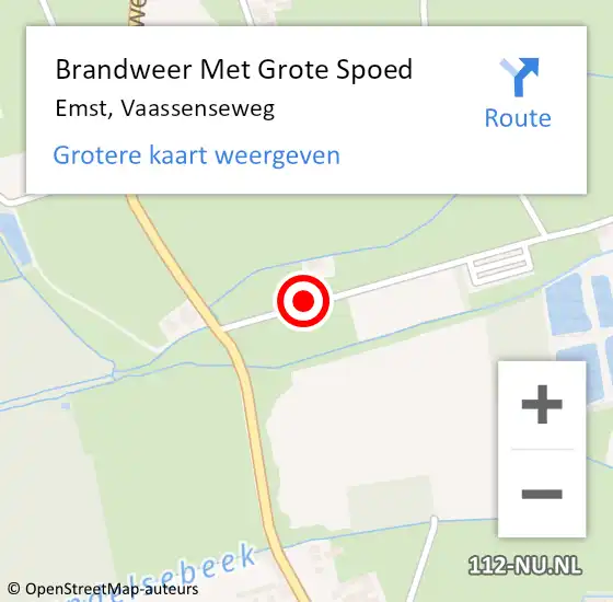 Locatie op kaart van de 112 melding: Brandweer Met Grote Spoed Naar Emst, Vaassenseweg op 27 november 2021 23:29