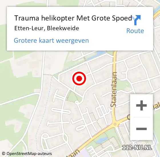 Locatie op kaart van de 112 melding: Trauma helikopter Met Grote Spoed Naar Etten-Leur, Bleekweide op 27 november 2021 23:44