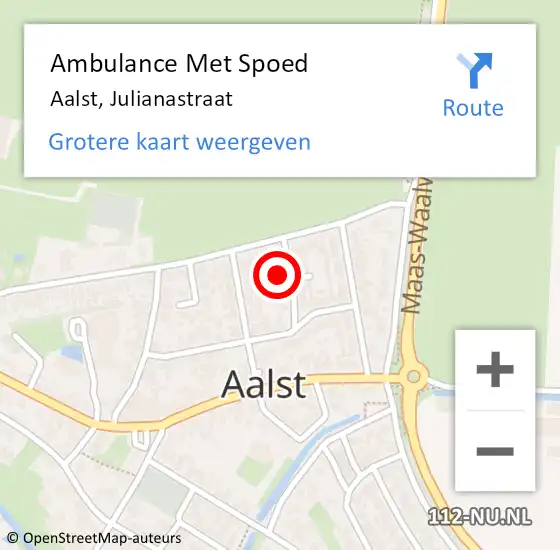 Locatie op kaart van de 112 melding: Ambulance Met Spoed Naar Aalst, Julianastraat op 27 november 2021 23:56