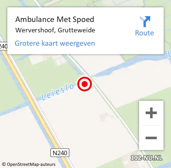 Locatie op kaart van de 112 melding: Ambulance Met Spoed Naar Wervershoof, Grutteweide op 28 november 2021 00:05