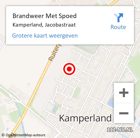 Locatie op kaart van de 112 melding: Brandweer Met Spoed Naar Kamperland, Jacobastraat op 28 november 2021 00:14