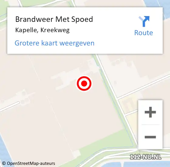 Locatie op kaart van de 112 melding: Brandweer Met Spoed Naar Kapelle, Kreekweg op 28 november 2021 00:25