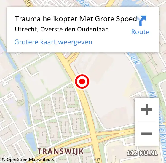 Locatie op kaart van de 112 melding: Trauma helikopter Met Grote Spoed Naar Utrecht, Overste den Oudenlaan op 28 november 2021 00:44