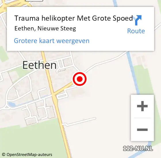 Locatie op kaart van de 112 melding: Trauma helikopter Met Grote Spoed Naar Eethen, Nieuwe Steeg op 28 november 2021 01:04