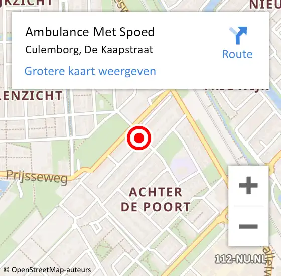 Locatie op kaart van de 112 melding: Ambulance Met Spoed Naar Culemborg, De Kaapstraat op 28 november 2021 01:11