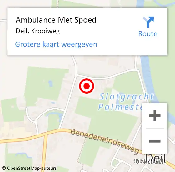 Locatie op kaart van de 112 melding: Ambulance Met Spoed Naar Deil, Krooiweg op 28 november 2021 02:34