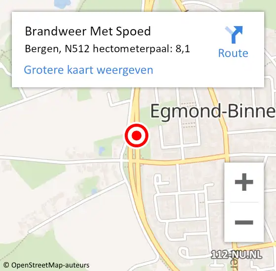 Locatie op kaart van de 112 melding: Brandweer Met Spoed Naar Bergen, N512 hectometerpaal: 8,1 op 28 november 2021 02:54