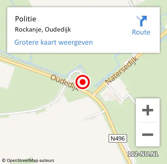 Locatie op kaart van de 112 melding: Politie Rockanje, Oudedijk op 28 november 2021 02:55