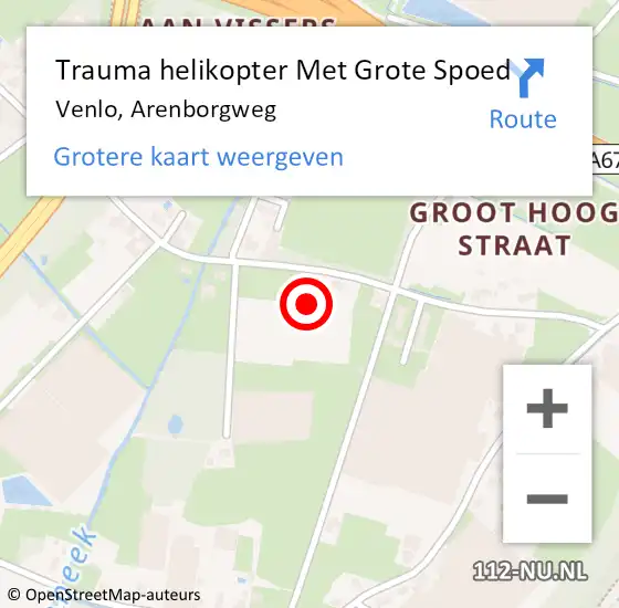 Locatie op kaart van de 112 melding: Trauma helikopter Met Grote Spoed Naar Venlo, Arenborgweg op 28 november 2021 03:10