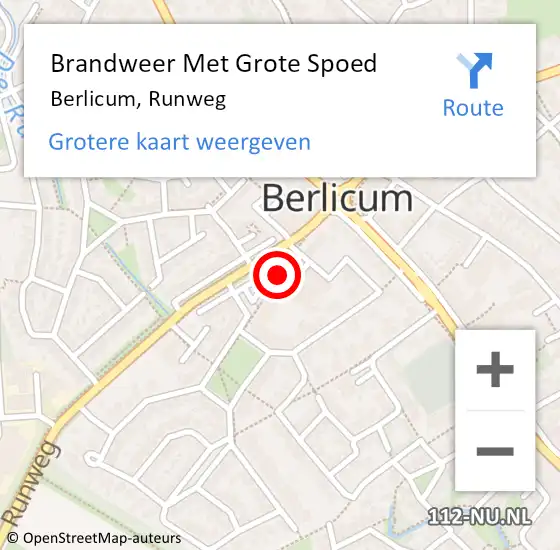 Locatie op kaart van de 112 melding: Brandweer Met Grote Spoed Naar Berlicum, Runweg op 28 november 2021 03:38