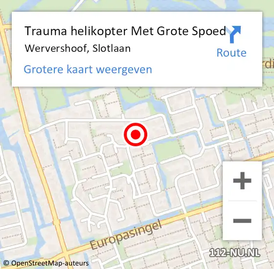 Locatie op kaart van de 112 melding: Trauma helikopter Met Grote Spoed Naar Wervershoof, Slotlaan op 28 november 2021 04:02