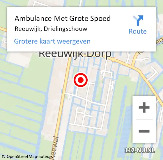 Locatie op kaart van de 112 melding: Ambulance Met Grote Spoed Naar Reeuwijk, Drielingschouw op 28 november 2021 05:59