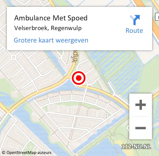 Locatie op kaart van de 112 melding: Ambulance Met Spoed Naar Velserbroek, Regenwulp op 28 november 2021 07:16