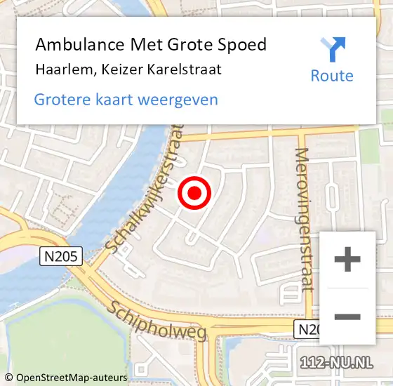 Locatie op kaart van de 112 melding: Ambulance Met Grote Spoed Naar Haarlem, Keizer Karelstraat op 28 november 2021 07:36