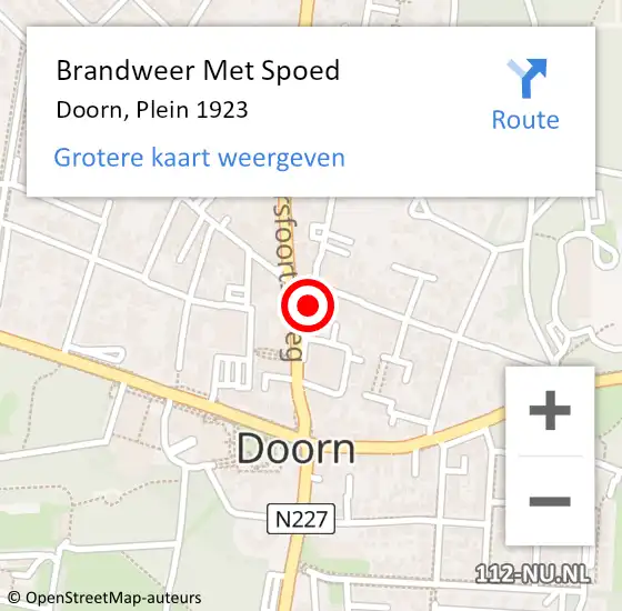 Locatie op kaart van de 112 melding: Brandweer Met Spoed Naar Doorn, Plein 1923 op 28 november 2021 08:44