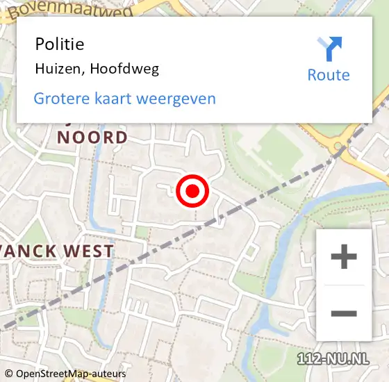 Locatie op kaart van de 112 melding: Politie Huizen, Hoofdweg op 28 november 2021 08:51