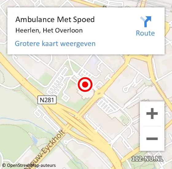 Locatie op kaart van de 112 melding: Ambulance Met Spoed Naar Heerlen, Het Overloon op 28 november 2021 09:01