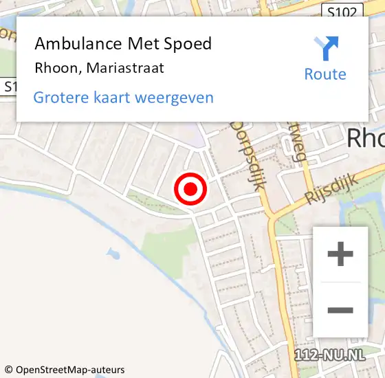 Locatie op kaart van de 112 melding: Ambulance Met Spoed Naar Rhoon, Mariastraat op 28 november 2021 09:04