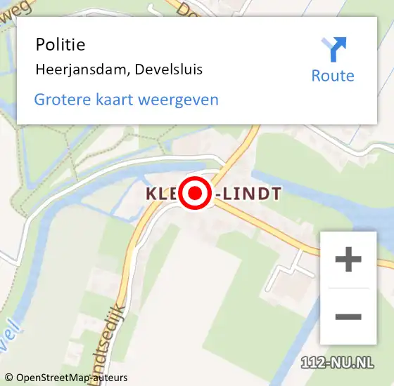 Locatie op kaart van de 112 melding: Politie Heerjansdam, Develsluis op 28 november 2021 09:07