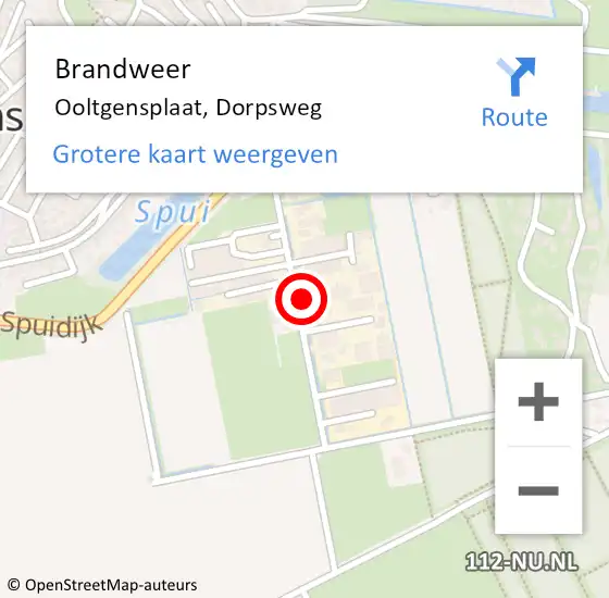 Locatie op kaart van de 112 melding: Brandweer Ooltgensplaat, Dorpsweg op 28 november 2021 09:36