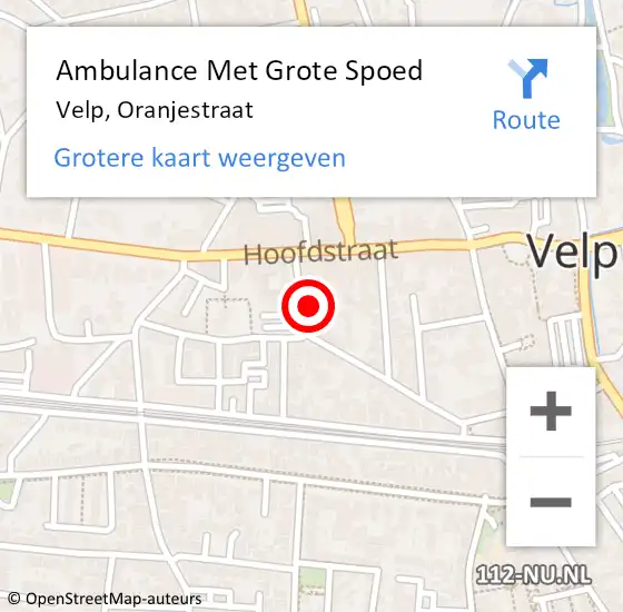 Locatie op kaart van de 112 melding: Ambulance Met Grote Spoed Naar Velp, Oranjestraat op 28 november 2021 10:18