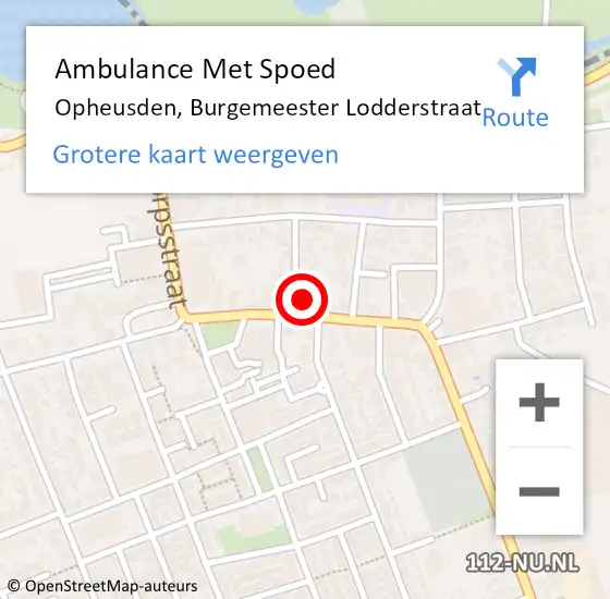 Locatie op kaart van de 112 melding: Ambulance Met Spoed Naar Opheusden, Burgemeester Lodderstraat op 28 november 2021 10:36