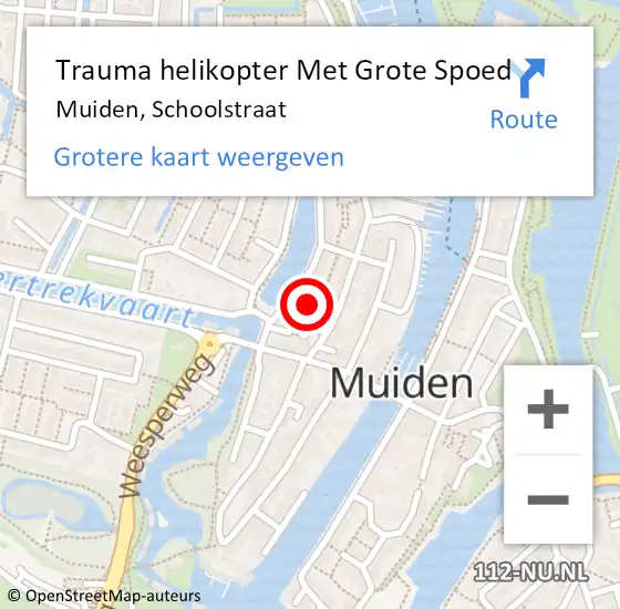 Locatie op kaart van de 112 melding: Trauma helikopter Met Grote Spoed Naar Muiden, Schoolstraat op 28 november 2021 10:37