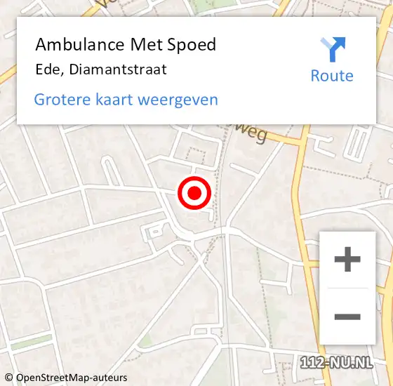 Locatie op kaart van de 112 melding: Ambulance Met Spoed Naar Ede, Diamantstraat op 28 november 2021 10:51