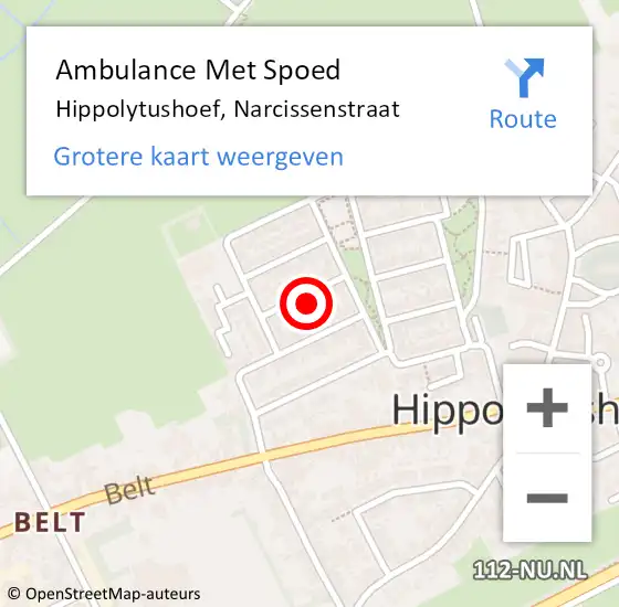 Locatie op kaart van de 112 melding: Ambulance Met Spoed Naar Hippolytushoef, Narcissenstraat op 28 november 2021 10:54