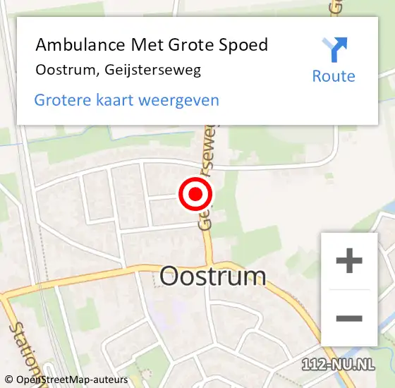 Locatie op kaart van de 112 melding: Ambulance Met Grote Spoed Naar Oostrum, Geijsterseweg op 30 juni 2014 18:00