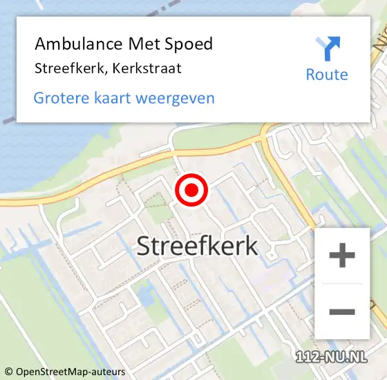 Locatie op kaart van de 112 melding: Ambulance Met Spoed Naar Streefkerk, Kerkstraat op 28 november 2021 11:32