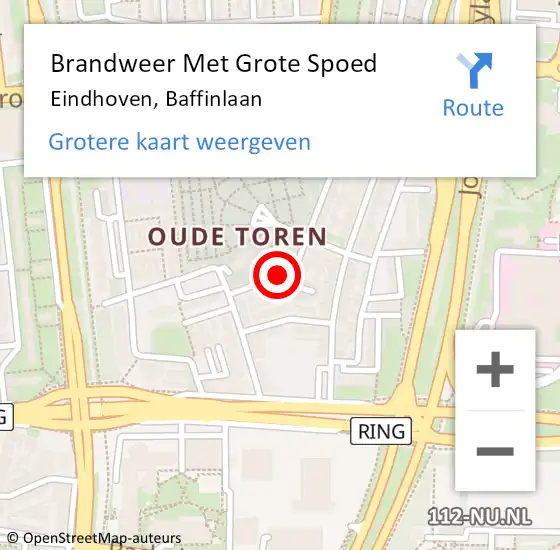 Locatie op kaart van de 112 melding: Brandweer Met Grote Spoed Naar Eindhoven, Baffinlaan op 28 november 2021 11:52
