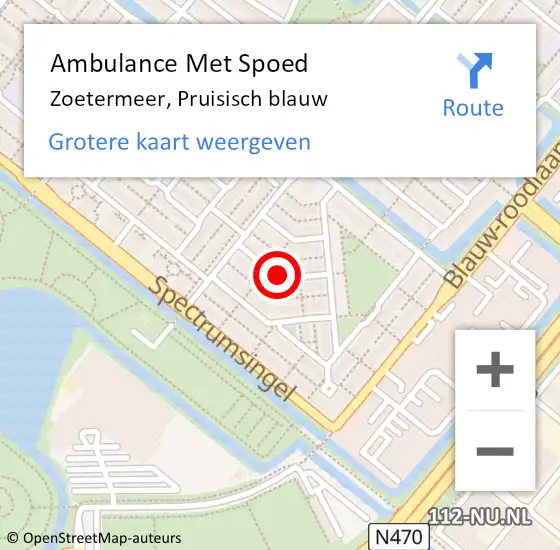 Locatie op kaart van de 112 melding: Ambulance Met Spoed Naar Zoetermeer, Pruisisch blauw op 28 november 2021 12:06