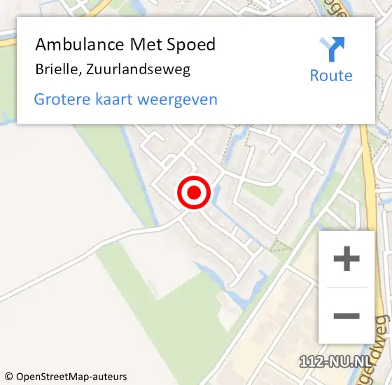 Locatie op kaart van de 112 melding: Ambulance Met Spoed Naar Brielle, Zuurlandseweg op 28 november 2021 12:09