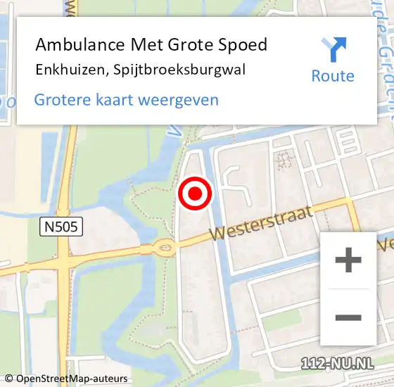 Locatie op kaart van de 112 melding: Ambulance Met Grote Spoed Naar Enkhuizen, Spijtbroeksburgwal op 28 november 2021 12:46